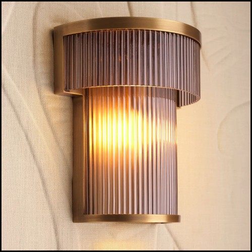 120918 - Antiqued brass 120918 wall light with glass diffuser - Pacific Compagnie.