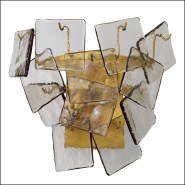 120272 - Decorative lighting fixture in antique brass and glass, 31 cm height - Pacific Compagnie.