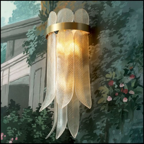 120412 - Glass wall sconce with vintage brass finish - Pacific Compagnie.