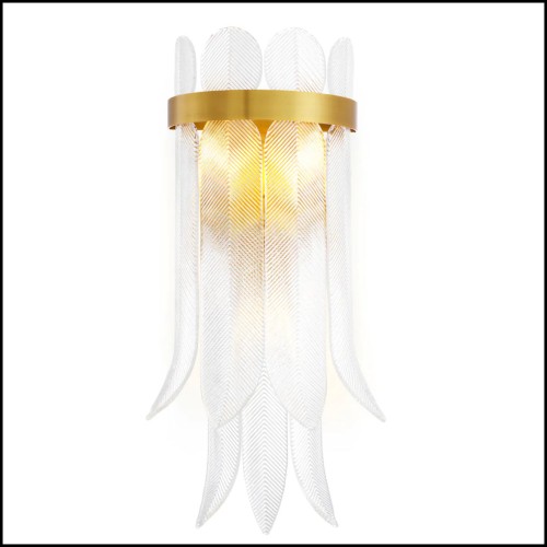 120412 - Luxury applique with distressed brass tone and glass shade - Pacific Compagnie.