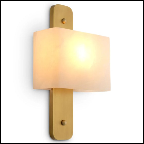 120289 - Luxury table lamp with antique brass tone and alabaster shade - Pacific Compagnie.