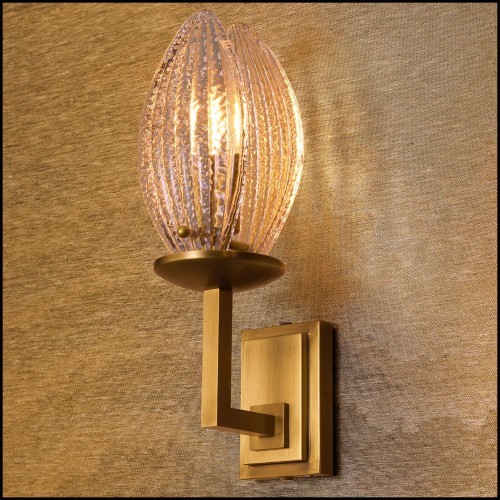 120413 - Glass wall lamp with vintage brass finish - Pacific Compagnie.