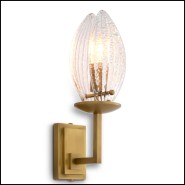 120413 - Vintage brass glass applique with unique design - Pacific Compagnie.