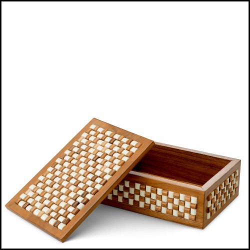 119960 - Objet décoratif en bois, couleur blanche et brune, 8,5 cm de hauteur - Pacific Compagnie.