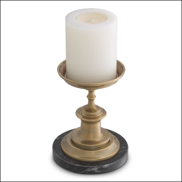 119789 - Luxury marble and brass candelabra with a weathered brass finish - Pacific Compagnie.