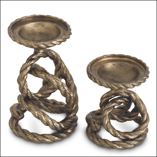 120113 - Distressed brass chandelier with unique handmade details - Pacific Compagnie.