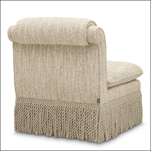 120173 - High-end chair with wooden frame and boucle fabric - Pacific Compagnie.