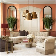 120173 - Fauteuil de décoration en crème bouclé avec pieds en bois et matière contre-plaqué - Pacific Compagnie.