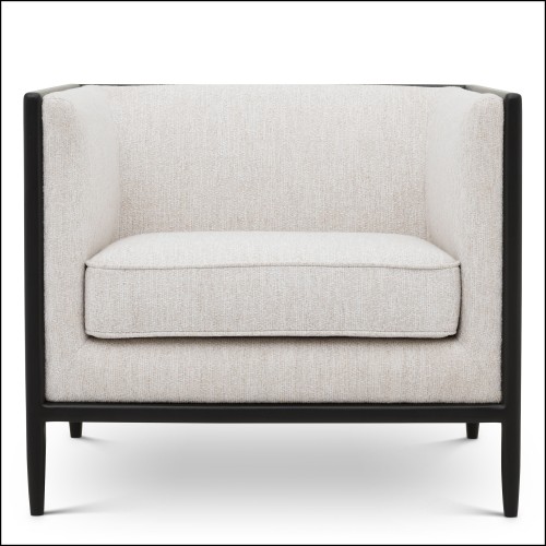 120084 - Luxury furniture cream armchair with wooden hevea base - Pacific Compagnie.