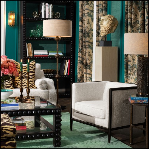 120084 - High-end cream-colored armchair featuring hevea wood construction - Pacific Compagnie.