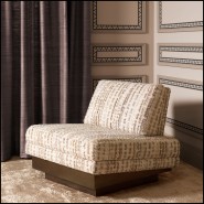 119688 - Luxury beige armchair with hevea wood frame - Pacific Compagnie.
