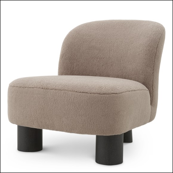 119822 - Sophisticated gray wooden armchair with luxurious upholstery - Pacific Compagnie.