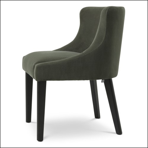 120869 - Luxury chair with black finish and hevea wood legs - Pacific Compagnie.