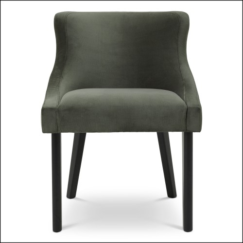 120869 - Chaise de luxe design avec finition noire et base en bois d'hévéa, 120869 - Pacific Compagnie.