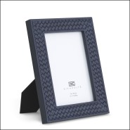 119983 - Small blue luxury leather decoration for home - Pacific Compagnie.