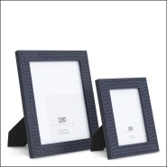 119983 - Blue leather luxury decor accessory for modern spaces - Pacific Compagnie.