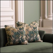 120818 - Unique, high-end green textile pillow, 50x50cm, for upscale decor - Pacific Compagnie.