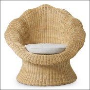 119751 - Fauteuil en rotin tressé, finitions de luxe, teinte crème - Pacific Compagnie.