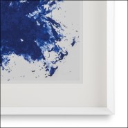 121105 - White framed glass art piece, 112 cm wide, decorative wall element - Pacific Compagnie.