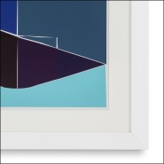 121103 - White framed glass painting 112 cm, decorative piece - Pacific Compagnie.