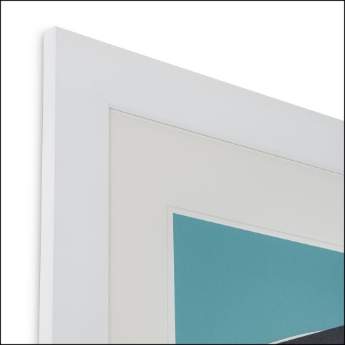 121103 | Œuvre d'art en verre avec cadre blanc et dimensions 112x112 cm, référence 121103 - Pacific Compagnie.