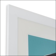 121103 - Large white framed glass picture, 112 cm, modern wall art - Pacific Compagnie.