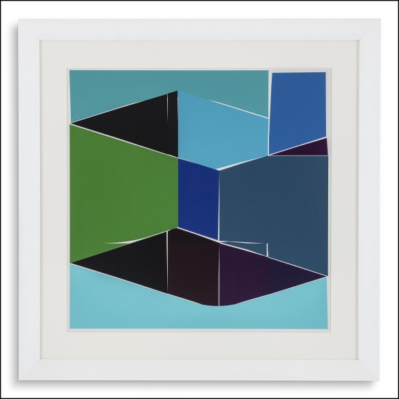 121103 - Square white framed verre artwork, 112x112 cm, luxurious home decor - Pacific Compagnie.