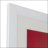 121104 - White framed glass art piece with modern design - Pacific Compagnie.