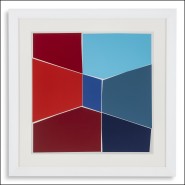 121104 - Œuvre d'art en verre avec cadre blanc, format carré 112x112 cm - Pacific Compagnie.