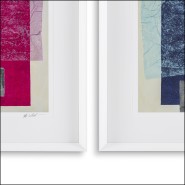 121106 - White framed glass painting, 74x6x89 cm, by Eichholtz - Pacific Compagnie.