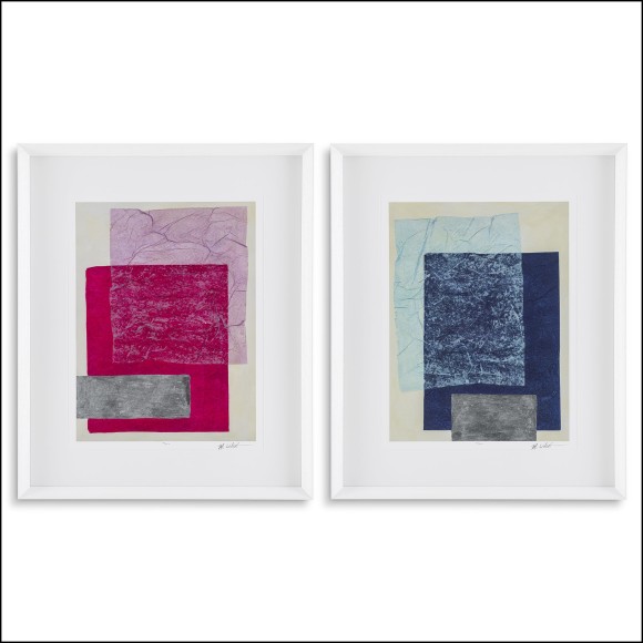 121106 - Eichholtz artwork, reference 121106, white framed glass, 74x6x89 cm dimensions - Pacific Compagnie.