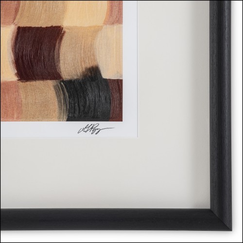 121100 - Black wooden frame painting with glass, 69.5 cm wide - Pacific Compagnie.