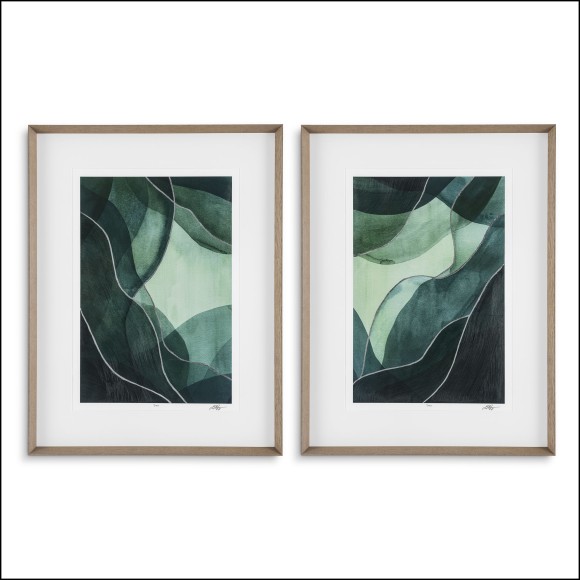 121101 - Glass and wooden frame artwork, stylish interior design piece - Pacific Compagnie.