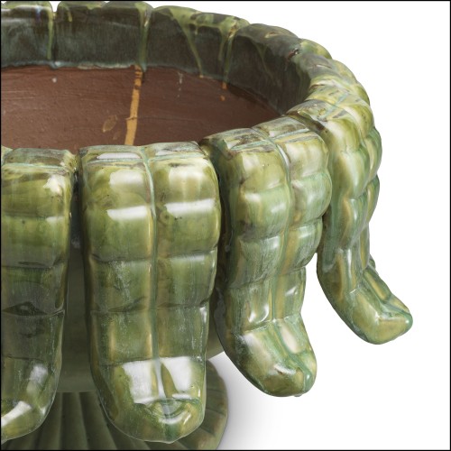 120379 | Cache - pot en grès de couleur verte, modèle 120379 d'Eichholtz - Pacific Compagnie.
