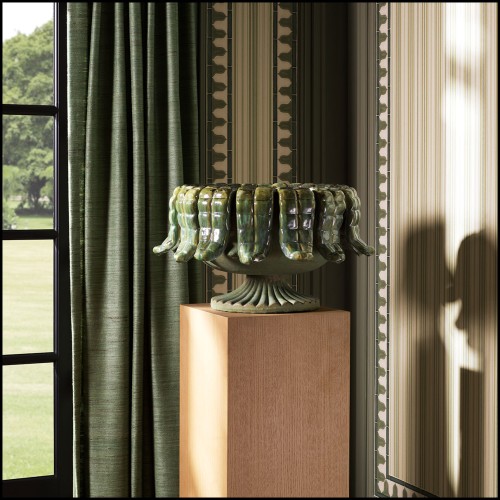 120379 | 120379 - Grès planter with 66.5 diameter and verte finish - Pacific Compagnie.