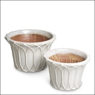 120381 - Round gray cache-pot made of grès material, perfect for plants - Pacific Compagnie.