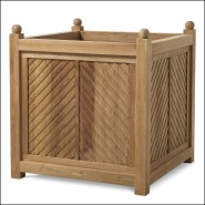 119378 - Natural teak wooden planter, 60cm square, for indoor plants - Pacific Compagnie.