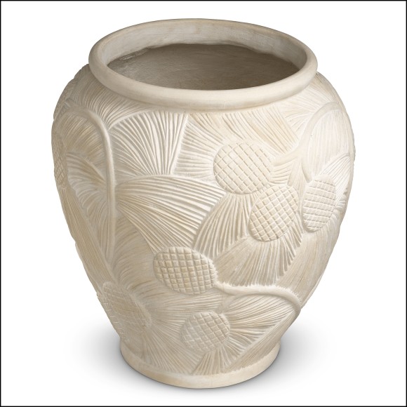 119536 - Large fiberglass cache-pot in crème - Pacific Compagnie.