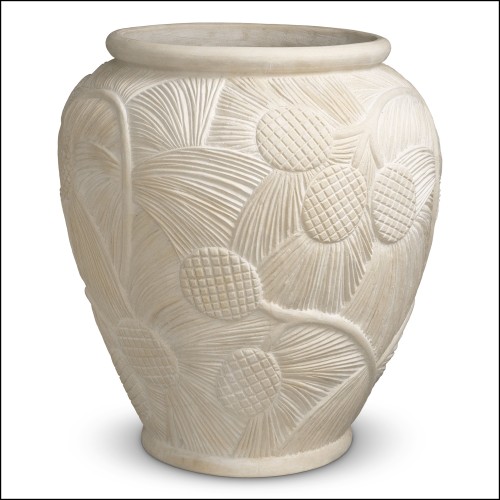 119536 - Crème-colored decorative fiberglass cache-pot - Pacific Compagnie.
