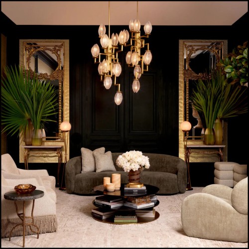 120280 - Luxury alabaster table lamp in vintage brass tone - Pacific Compagnie.