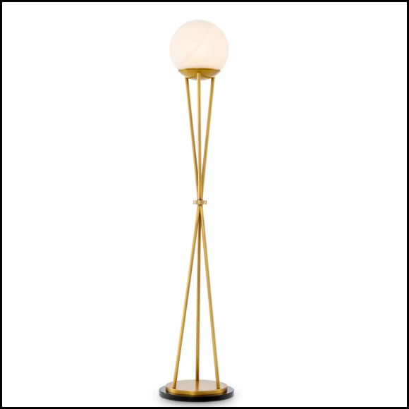 120280 - Unique indoor lighting fixture with distressed brass and alabaster details - Pacific Compagnie.