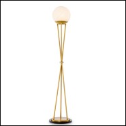 120280 - Unique indoor lighting fixture with distressed brass and alabaster details - Pacific Compagnie.