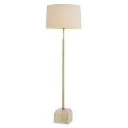 119973 - Elegant indoor lamp with distressed brass and natural travertin elements - Pacific Compagnie.