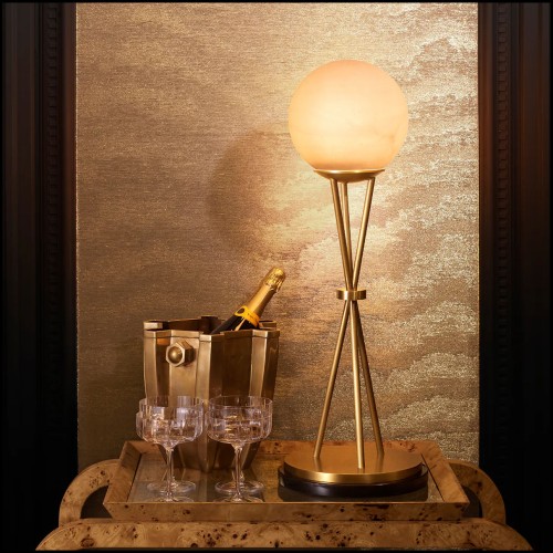 120279 - Table lamp featuring a unique combination of laiton vieilli and albâtre - Pacific Compagnie.