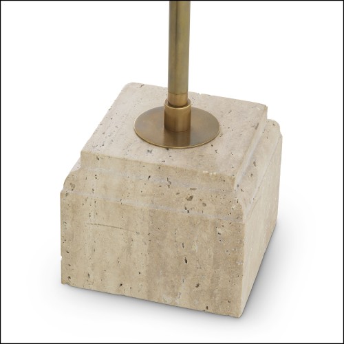 119974 - Vintage brass interior lighting with travertine base and unique design - Pacific Compagnie.