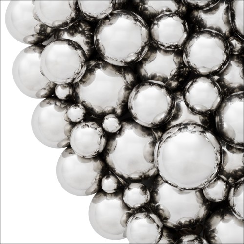 120161 - Polished steel and MDF luxury decor item with 77cm diameter - Pacific Compagnie.