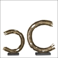 120108 - Luxury decorative object with granite base and aged brass finish - Pacific Compagnie.