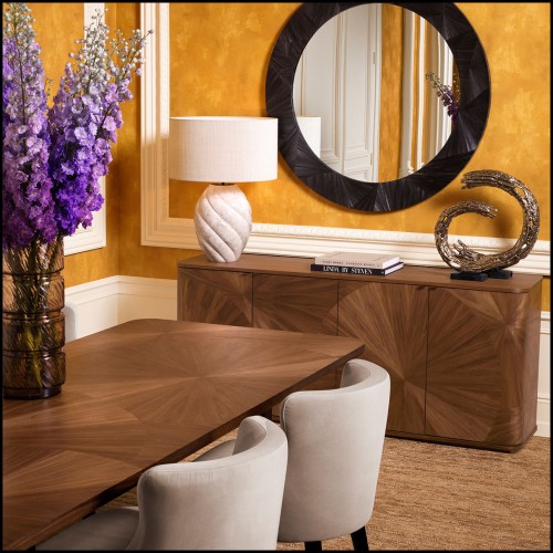 120108 - Aged brass luxury decoration with sleek granite socle - Pacific Compagnie.