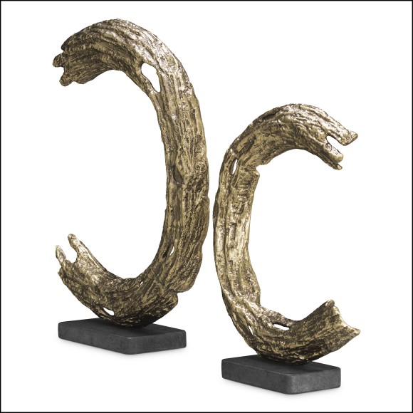 120108 - Exquisite luxury decorative piece with bronze-like brass finish on granite - Pacific Compagnie.