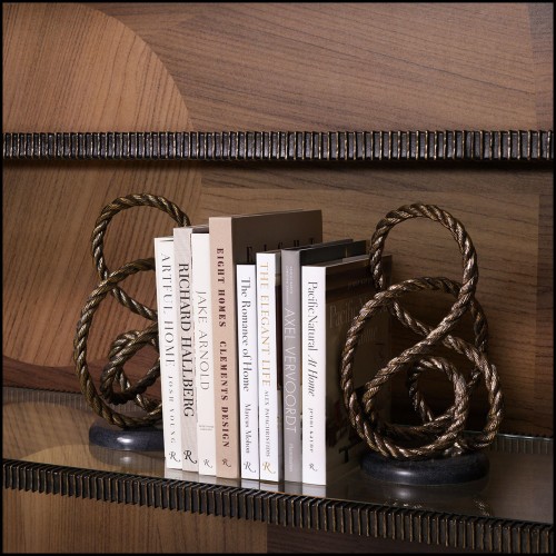 120110 - Decorative item featuring a granite socle and a distressed laiton finish - Pacific Compagnie.